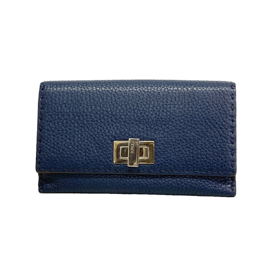 Fendi Selleria Peekaboo Leather Long Wallet, Navy, Men's & Women's